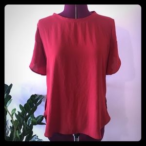 LOFT Red Short-Sleeve Blouse